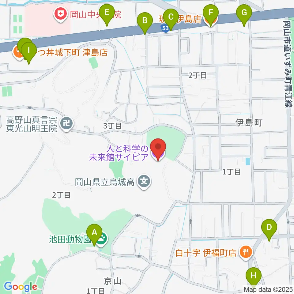 人と科学の未来館サイピア周辺のファミレス・ファーストフード一覧地図