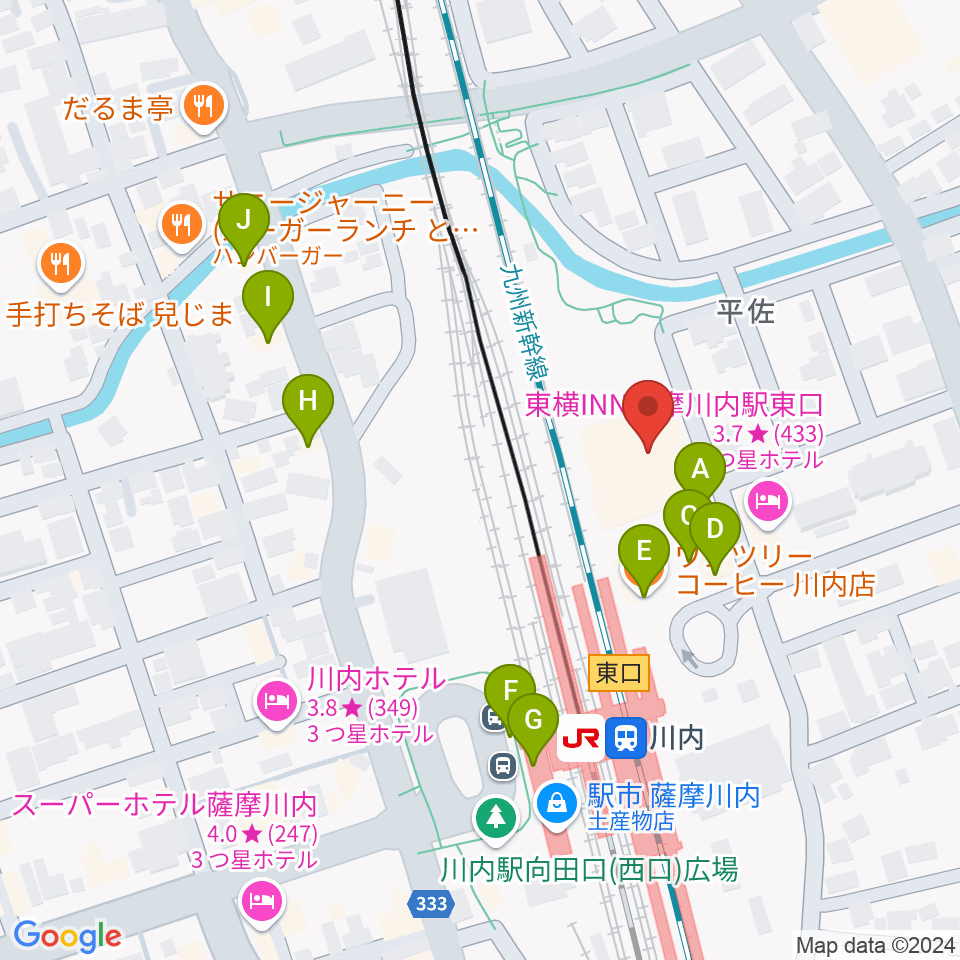 SSプラザせんだい周辺のファミレス・ファーストフード一覧地図