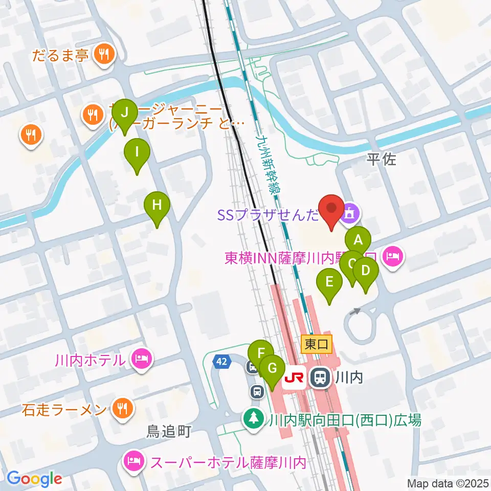 SSプラザせんだい周辺のファミレス・ファーストフード一覧地図