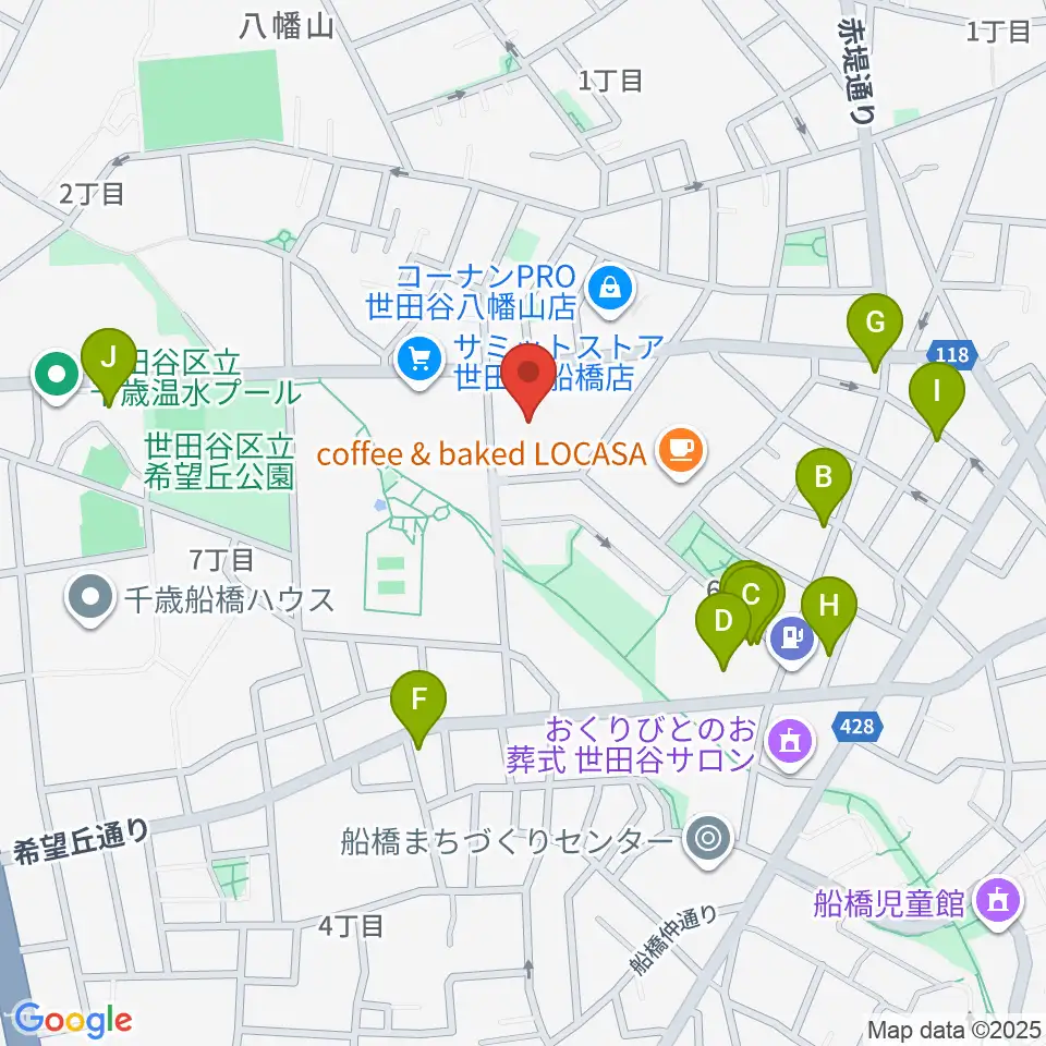 アップス 希望丘青少年交流センター周辺のファミレス・ファーストフード一覧地図