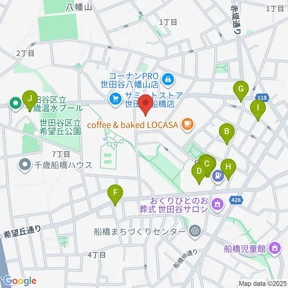 アップス 希望丘青少年交流センター周辺のファミレス・ファーストフード一覧地図