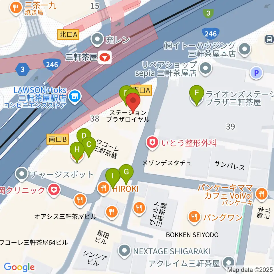 スタジオクレッセ周辺のファミレス・ファーストフード一覧地図