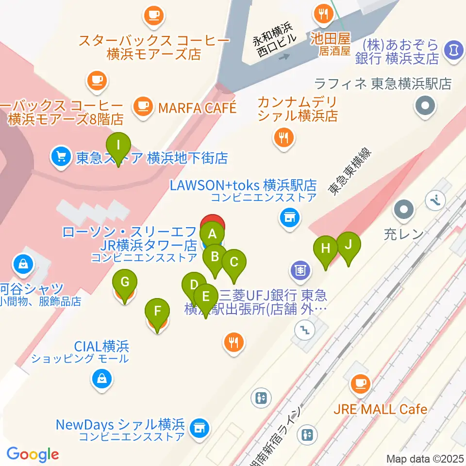 T・ジョイ横浜周辺のファミレス・ファーストフード一覧地図