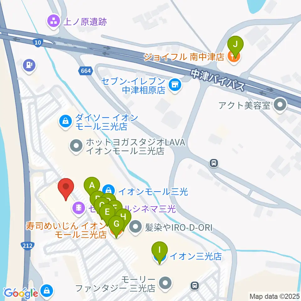 セントラルシネマ三光周辺のファミレス・ファーストフード一覧地図