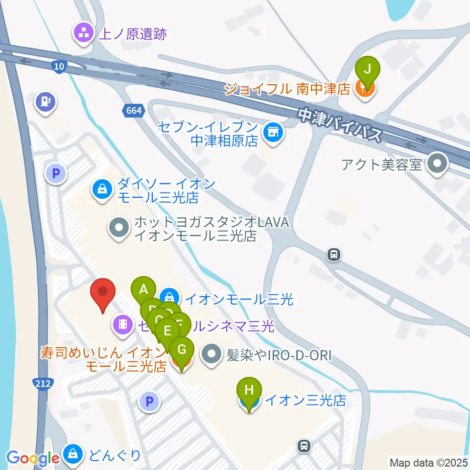 セントラルシネマ三光周辺のファミレス・ファーストフード一覧地図