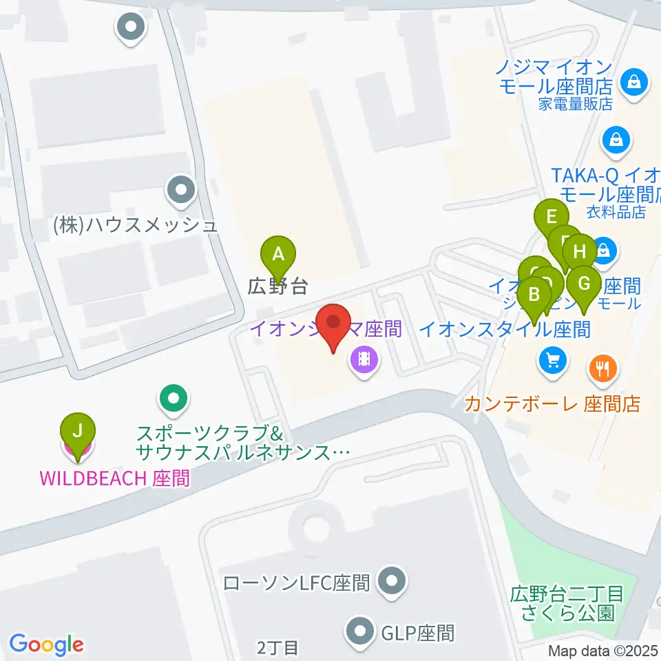イオンシネマ座間周辺のファミレス・ファーストフード一覧地図