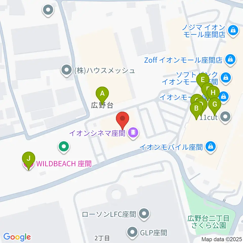 イオンシネマ座間周辺のファミレス・ファーストフード一覧地図
