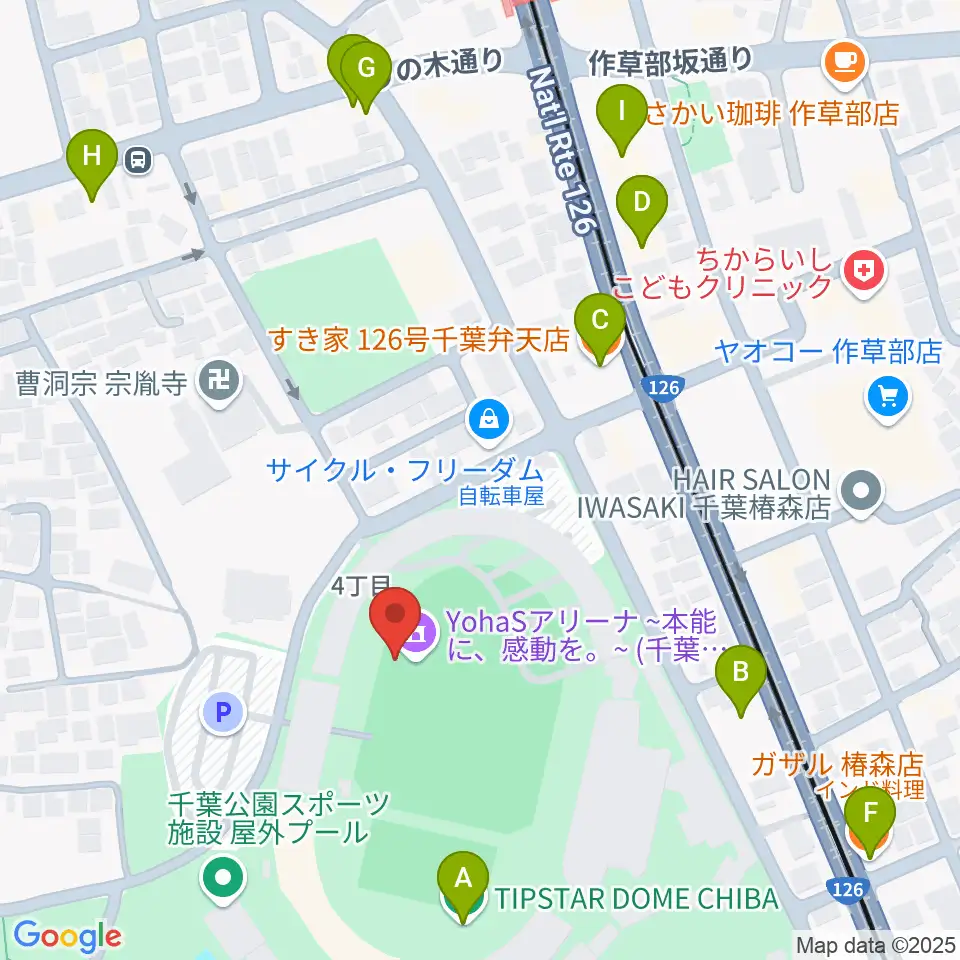 YohaSアリーナ 本能に、感動を。周辺のファミレス・ファーストフード一覧地図