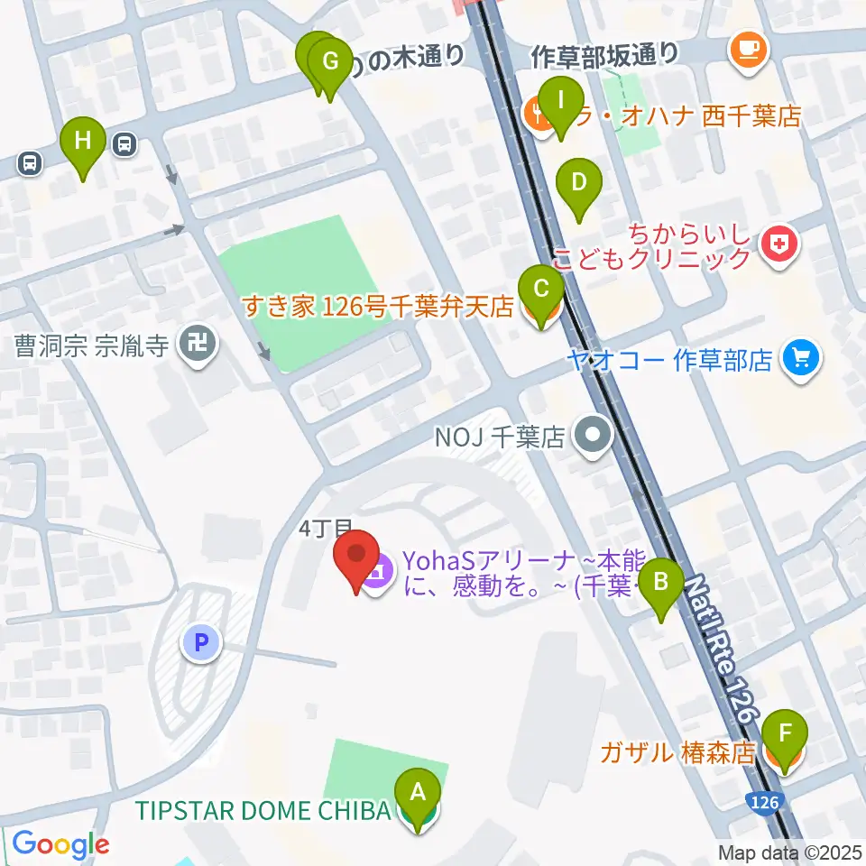 YohaSアリーナ 本能に、感動を。周辺のファミレス・ファーストフード一覧地図