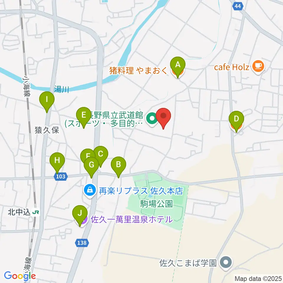 長野県立武道館周辺のファミレス・ファーストフード一覧地図