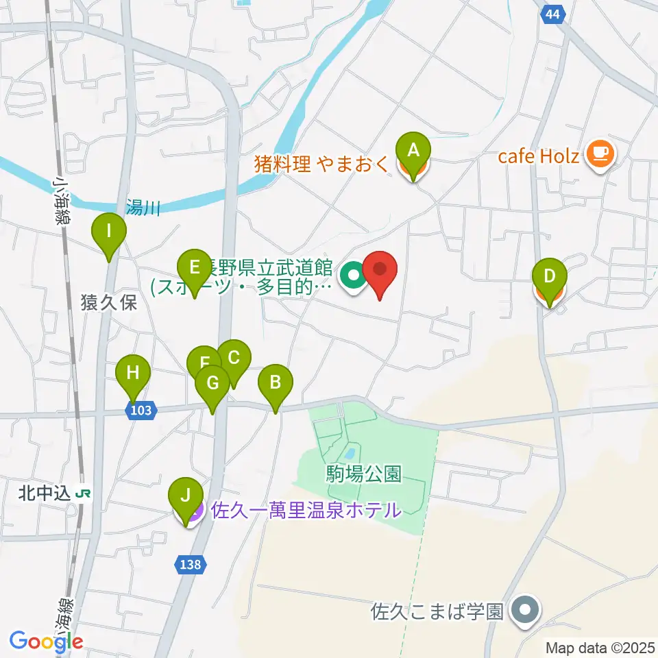 長野県立武道館周辺のファミレス・ファーストフード一覧地図