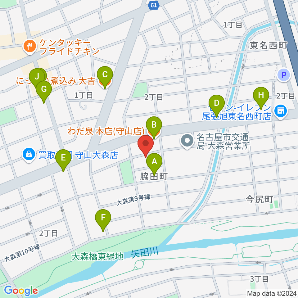 藤チェロ教室周辺のファミレス・ファーストフード一覧地図