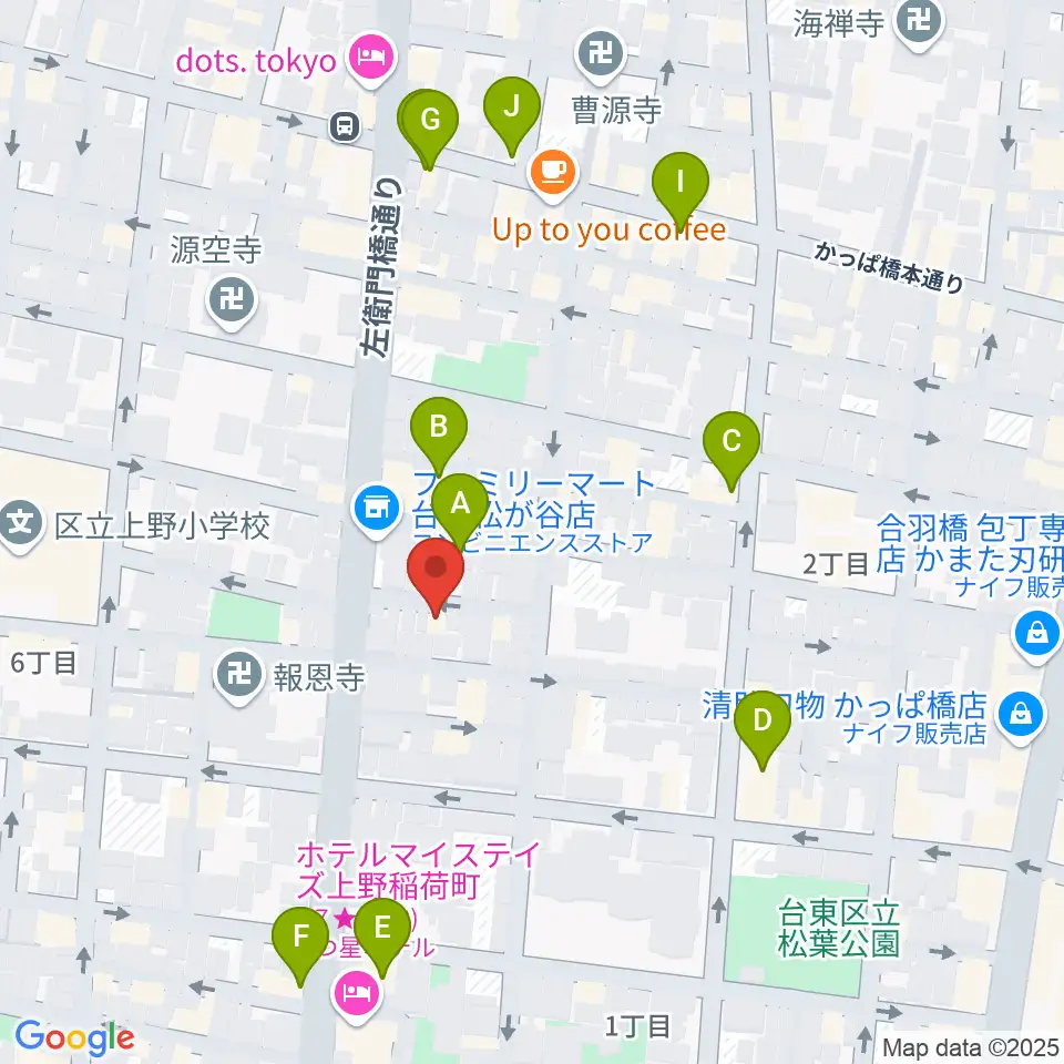 アキバ音楽教室周辺のファミレス・ファーストフード一覧地図