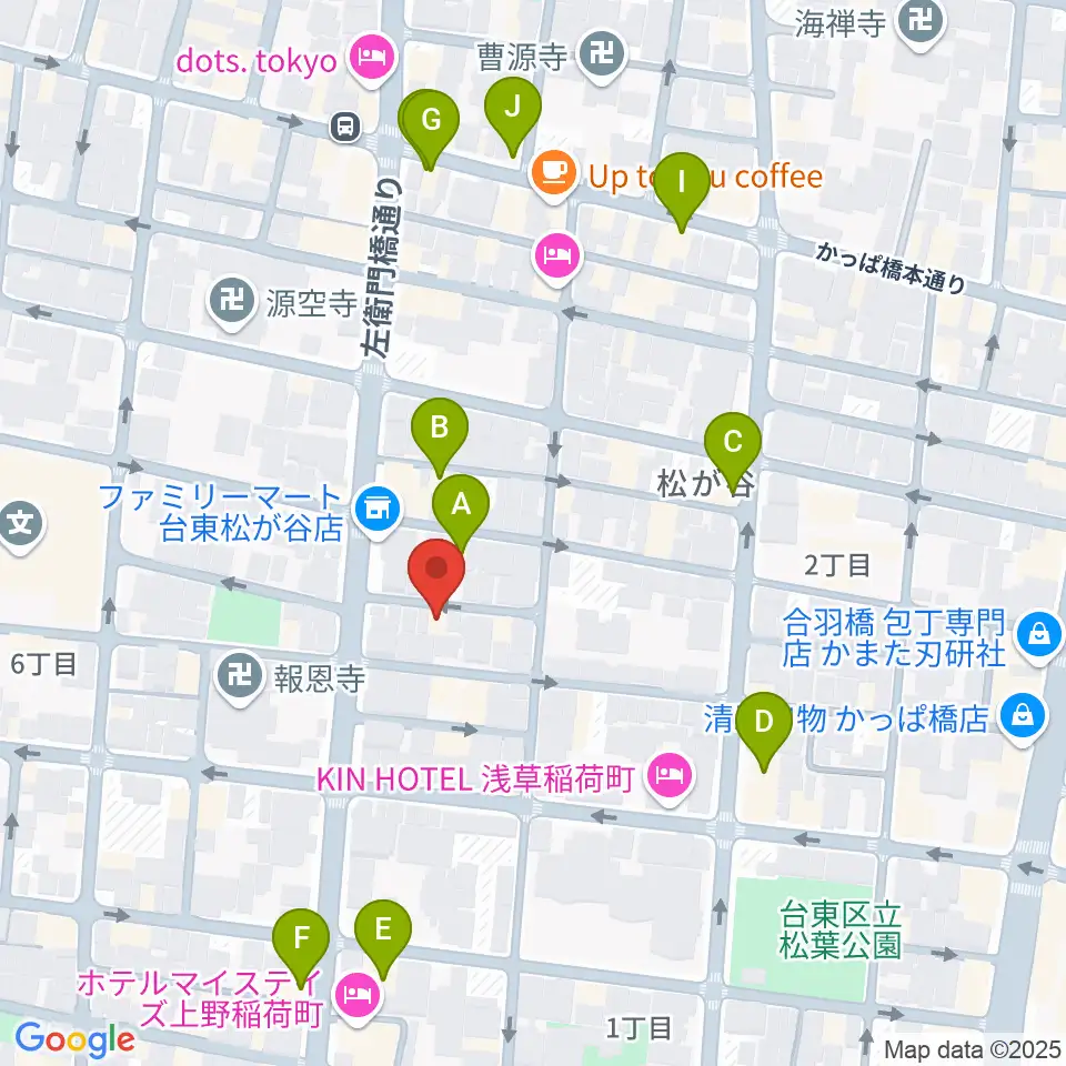 アキバ音楽教室周辺のファミレス・ファーストフード一覧地図
