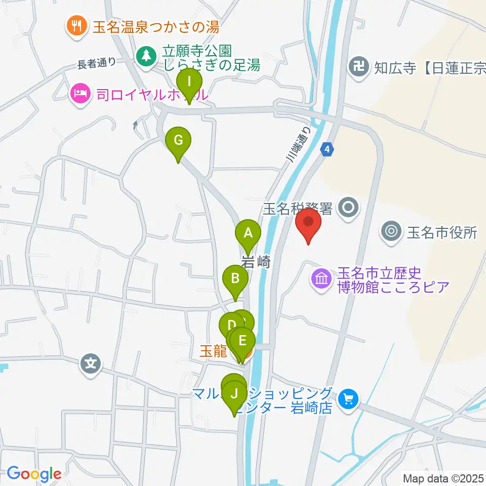 玉名市民会館ホール周辺のファミレス・ファーストフード一覧地図