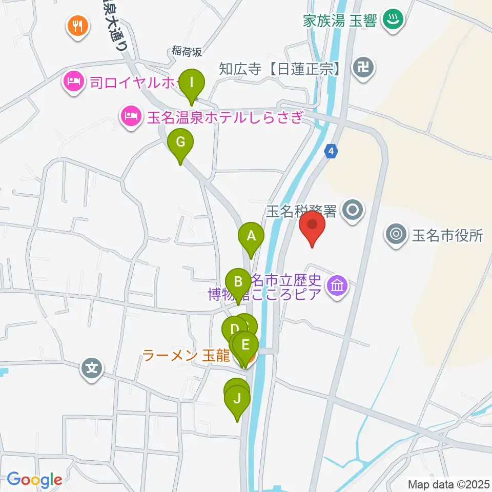 玉名市民会館ホール周辺のファミレス・ファーストフード一覧地図