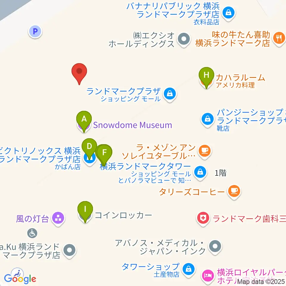 横浜ランドマークホール周辺のファミレス・ファーストフード一覧地図