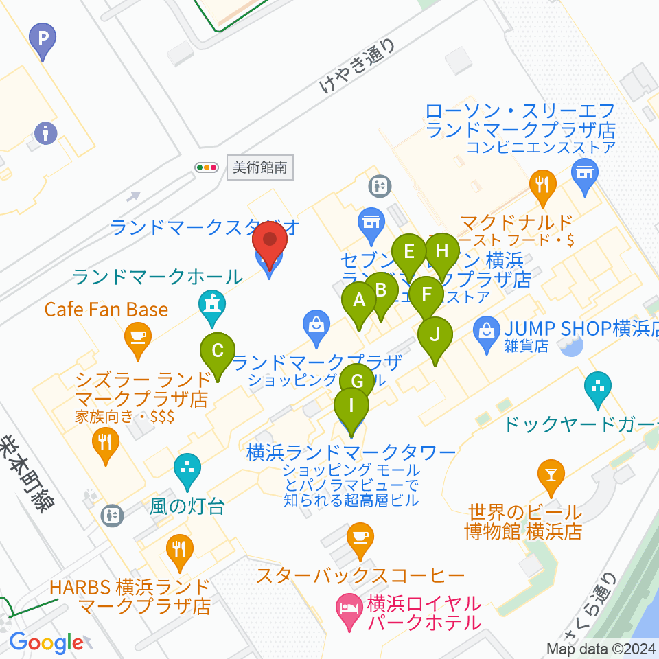 LANDMARK STUDIO周辺のファミレス・ファーストフード一覧地図