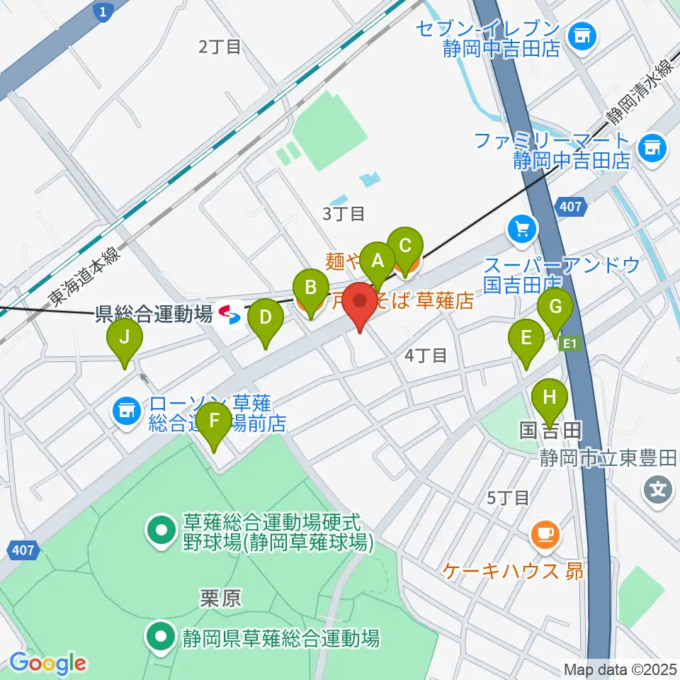音楽舎周辺のファミレス・ファーストフード一覧地図