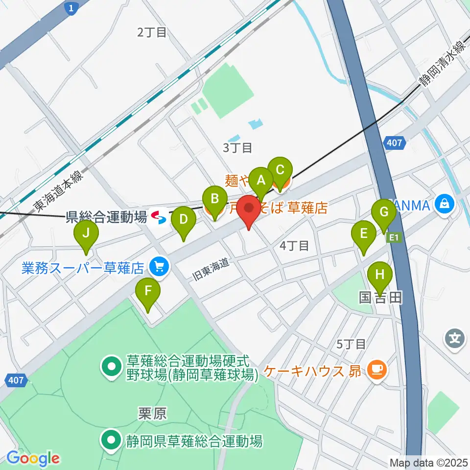 音楽舎周辺のファミレス・ファーストフード一覧地図