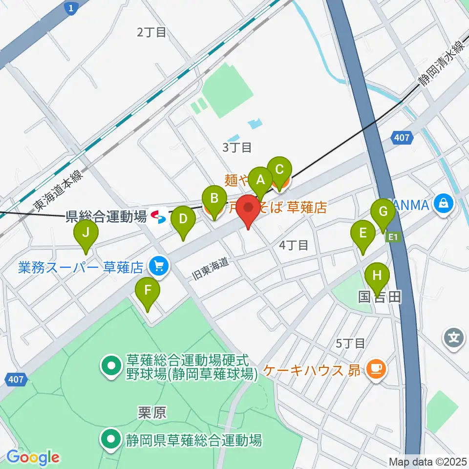 音楽舎周辺のファミレス・ファーストフード一覧地図