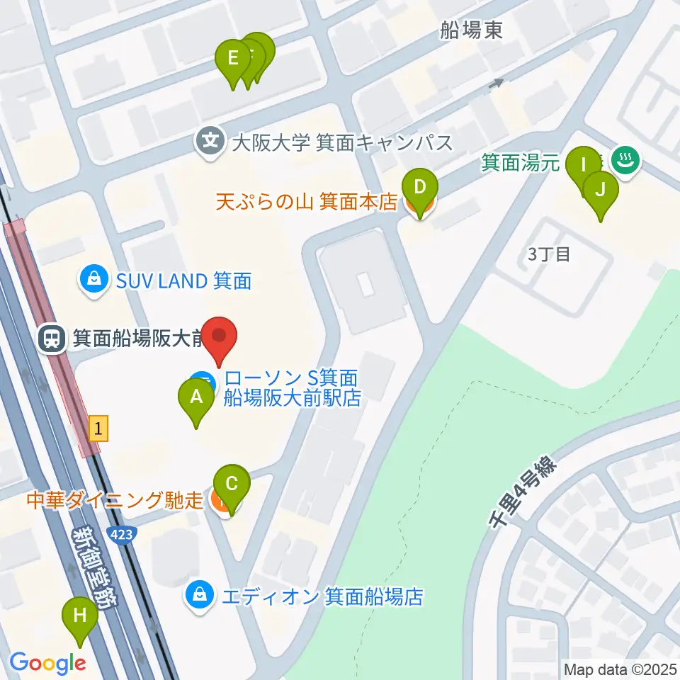 東京建物 Brillia HALL 箕面周辺のファミレス・ファーストフード一覧地図