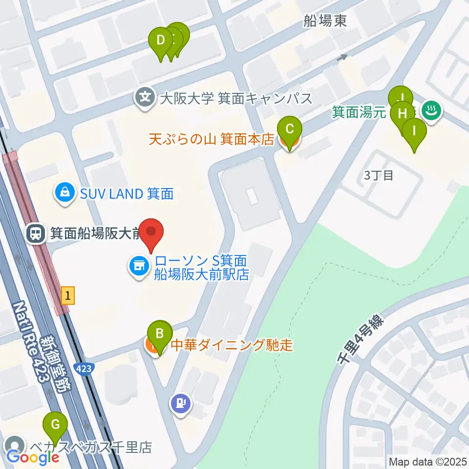 東京建物 Brillia HALL 箕面周辺のファミレス・ファーストフード一覧地図