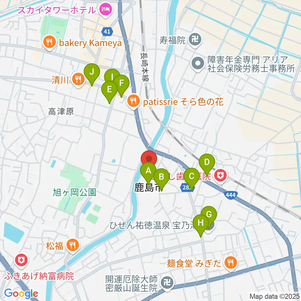 鹿島市民文化ホール サクラス周辺のファミレス・ファーストフード一覧地図