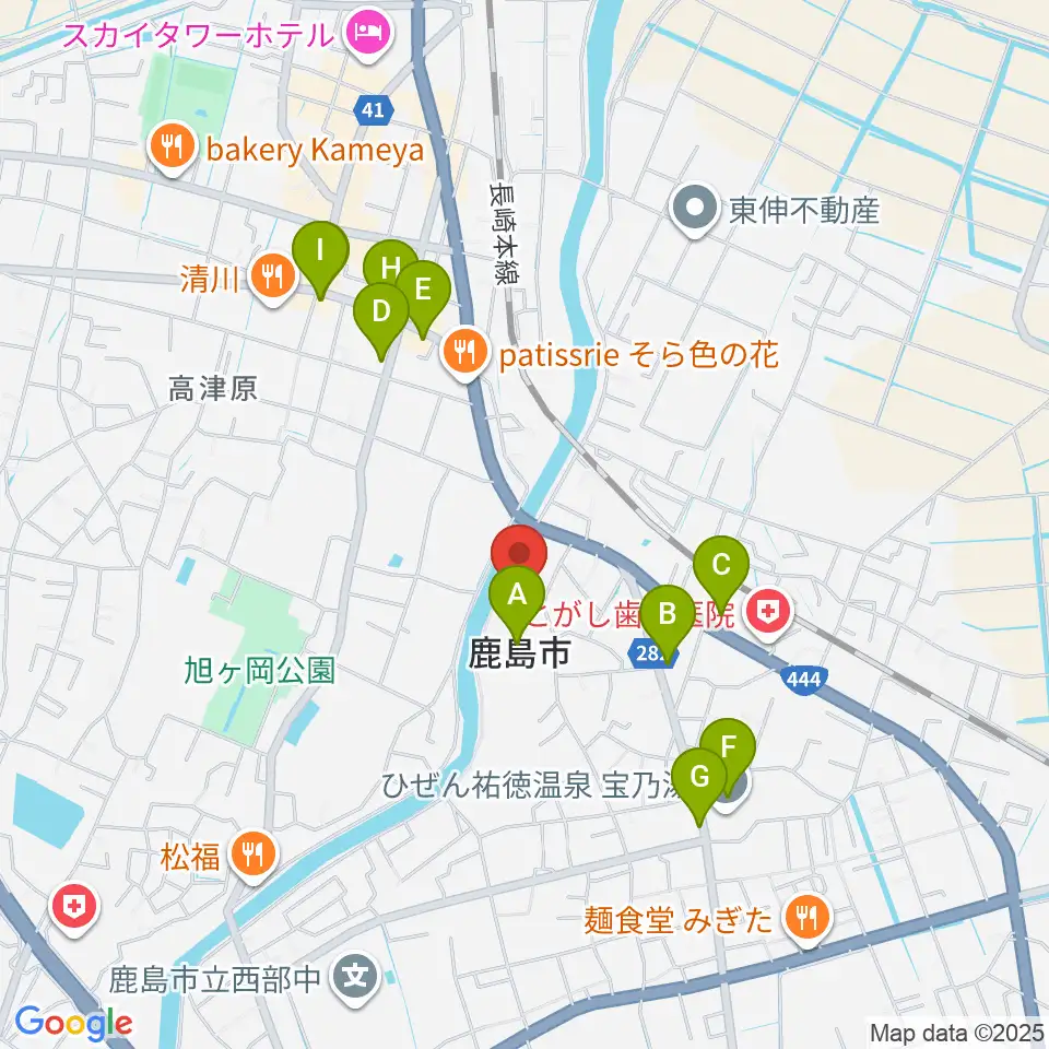 鹿島市民文化ホール サクラス周辺のファミレス・ファーストフード一覧地図