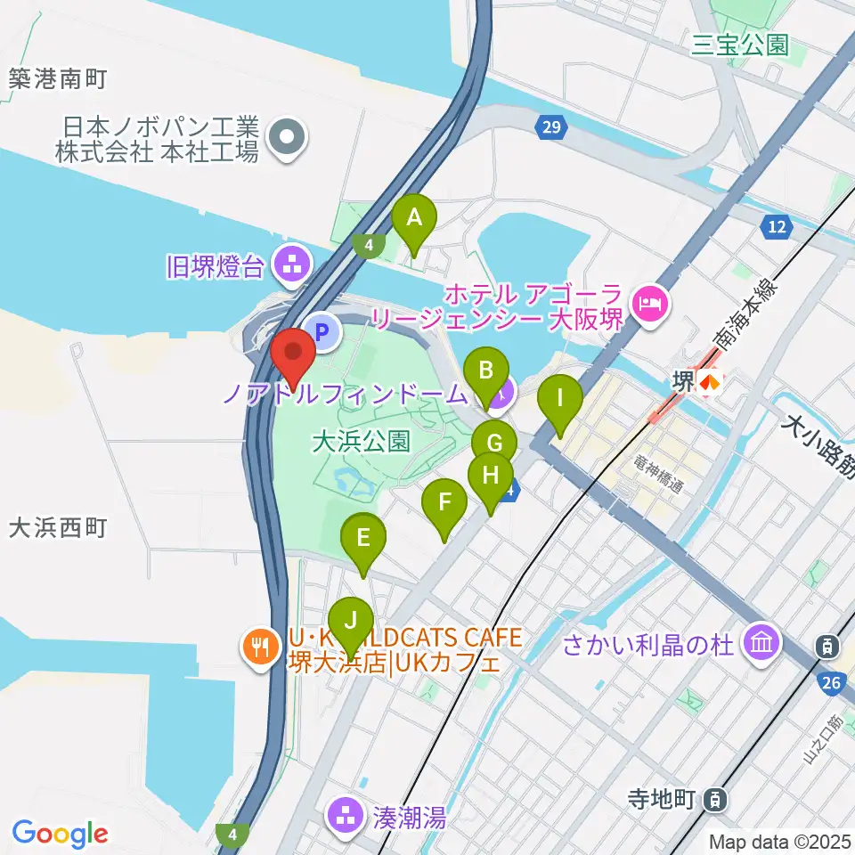 大浜だいしんアリーナ・だいしん大浜武道館周辺のファミレス・ファーストフード一覧地図