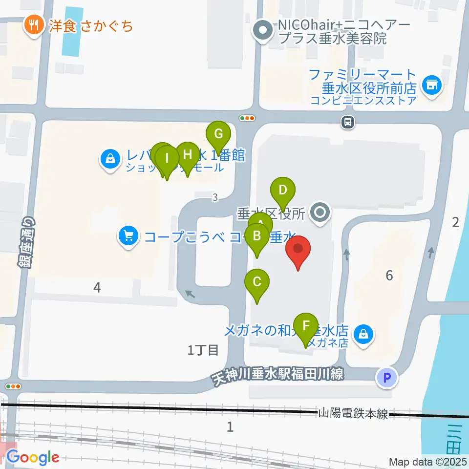 垂水区文化センター レバンテホール周辺のファミレス・ファーストフード一覧地図