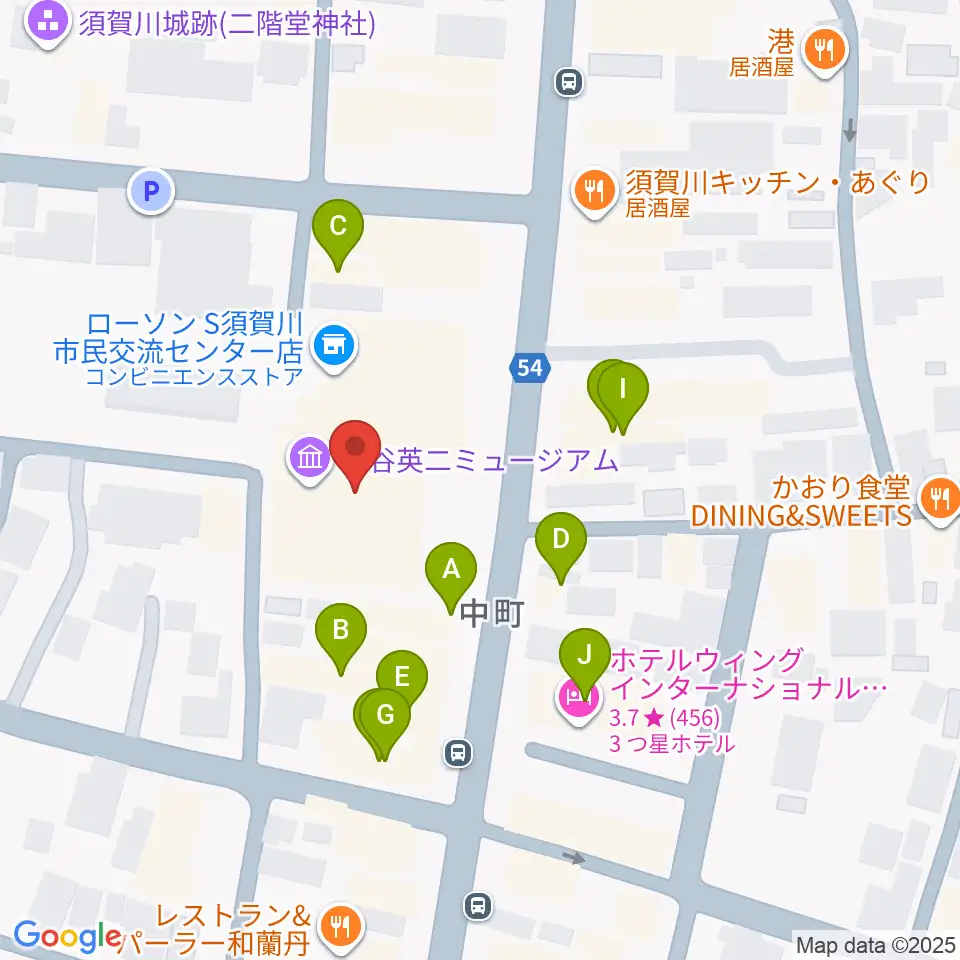 須賀川市民交流センターtette周辺のファミレス・ファーストフード一覧地図