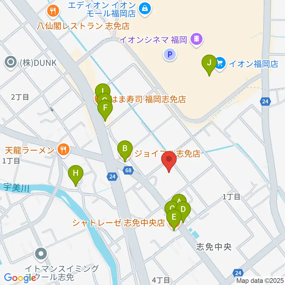 志免町立町民センター周辺のファミレス・ファーストフード一覧地図