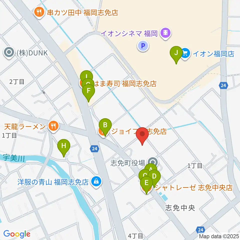志免町立町民センター周辺のファミレス・ファーストフード一覧地図
