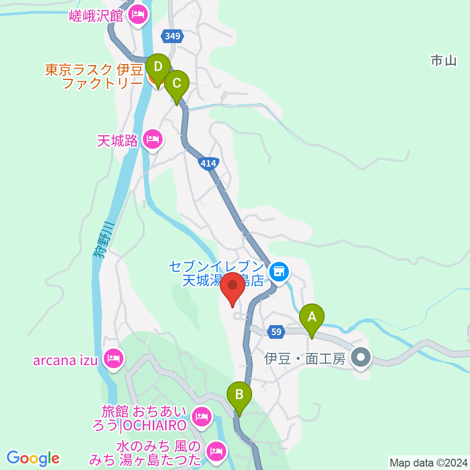 天城会館周辺のファミレス・ファーストフード一覧地図