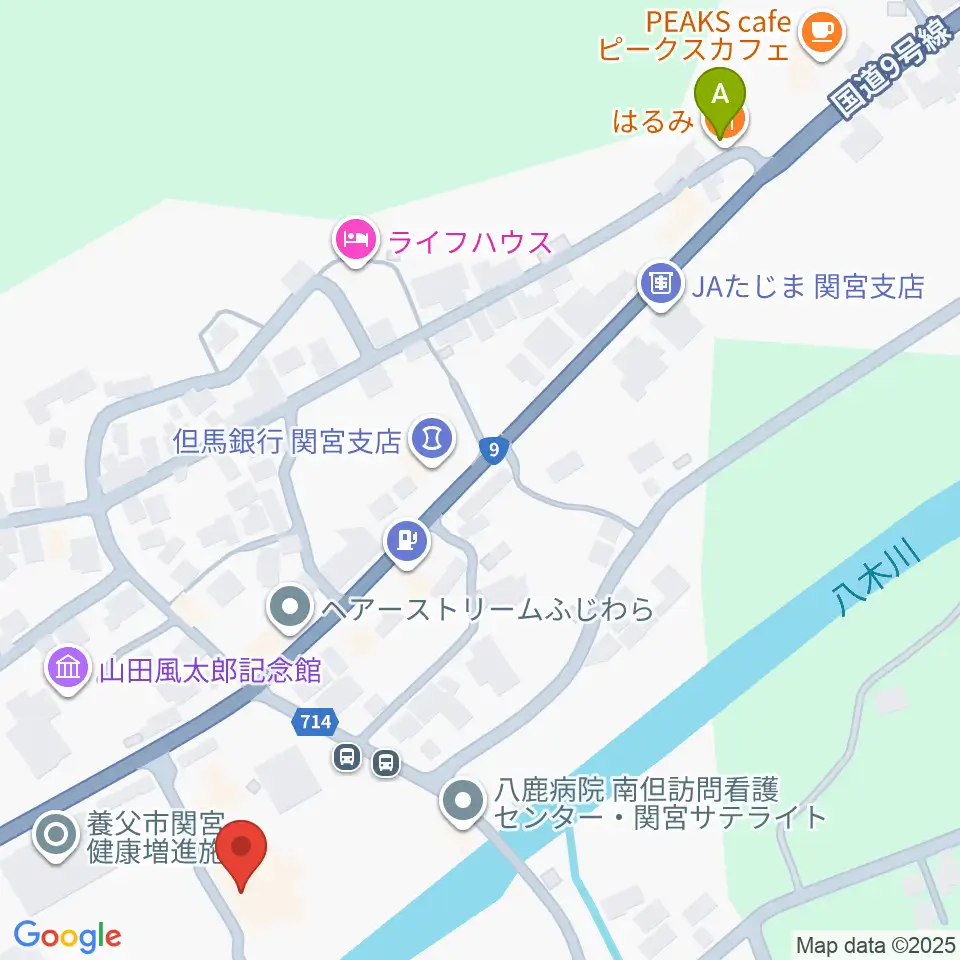 関宮公民館ノビアホール周辺のファミレス・ファーストフード一覧地図
