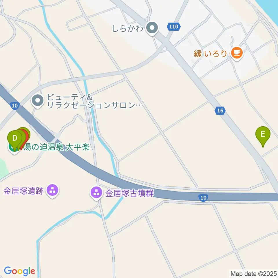 ぶらり劇場大平楽周辺のファミレス・ファーストフード一覧地図
