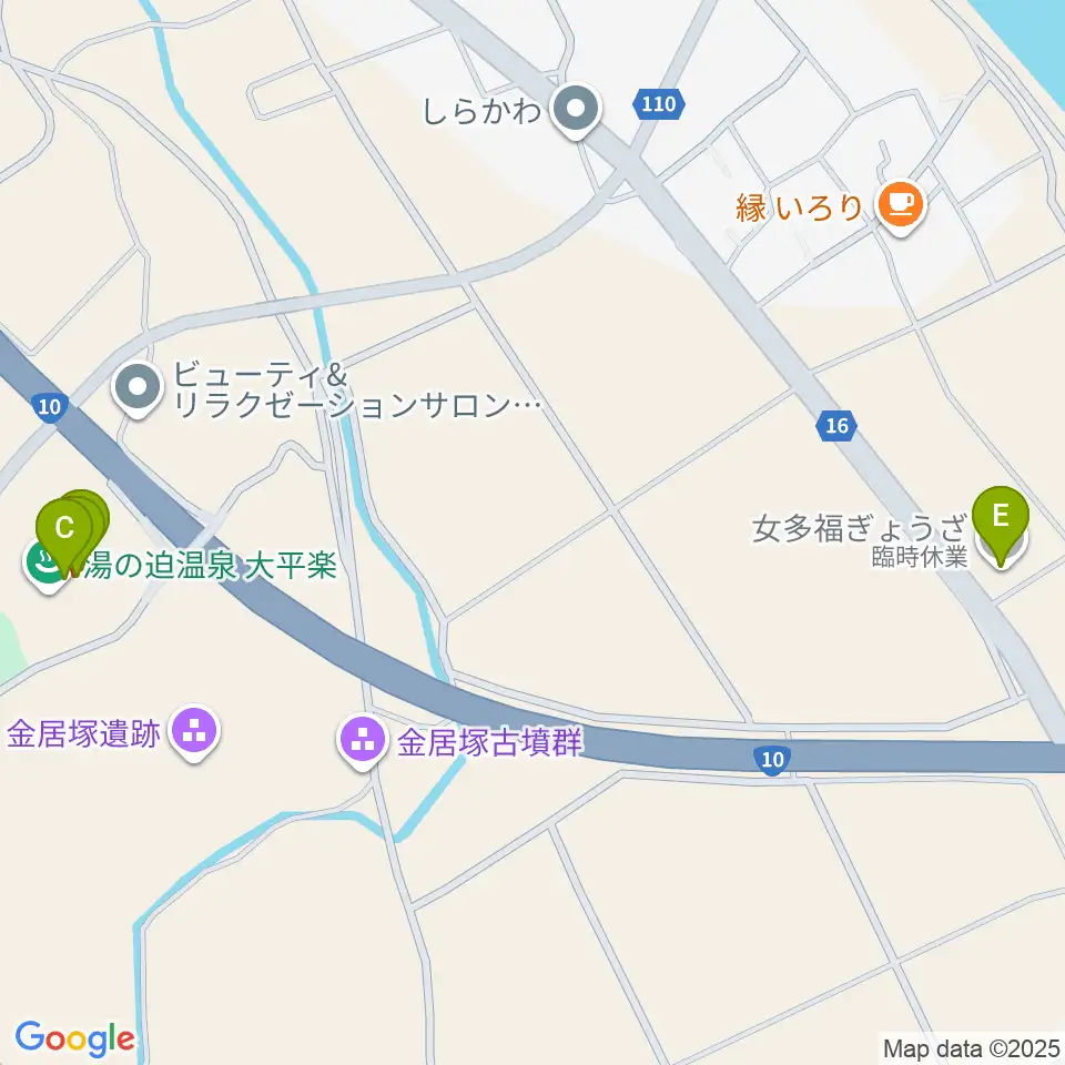 ぶらり劇場大平楽周辺のファミレス・ファーストフード一覧地図