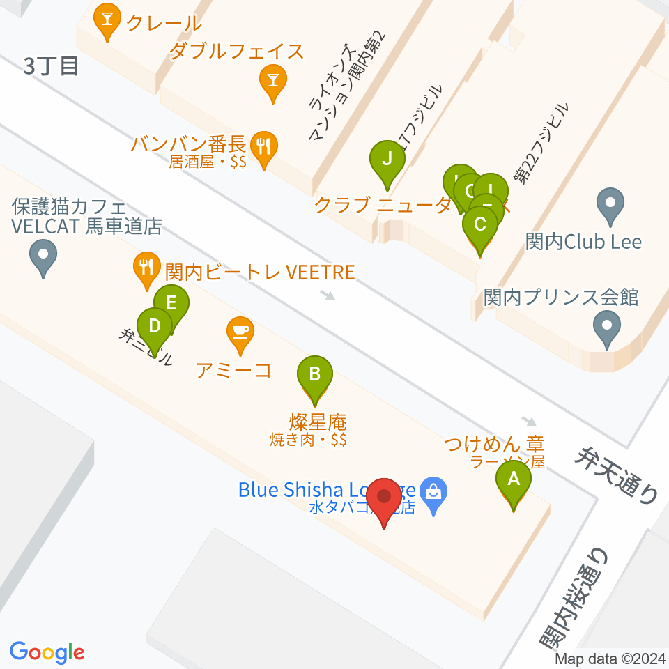 ホムラサウンド横浜スタジオ周辺のファミレス・ファーストフード一覧地図