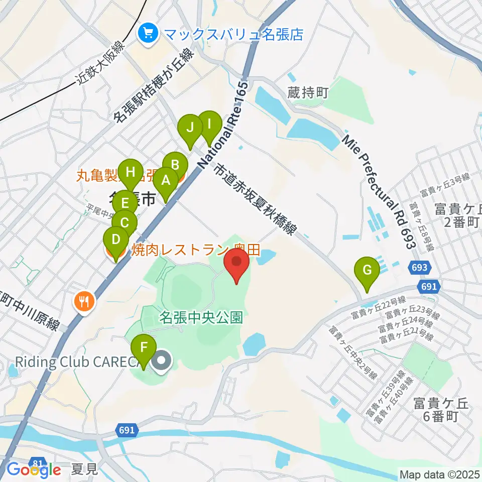 ベルウイングアリーナ周辺のファミレス・ファーストフード一覧地図