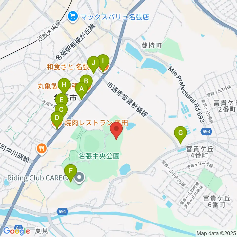 ベルウイングアリーナ周辺のファミレス・ファーストフード一覧地図