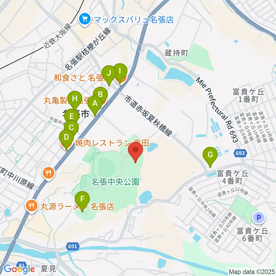ベルウイングアリーナ周辺のファミレス・ファーストフード一覧地図