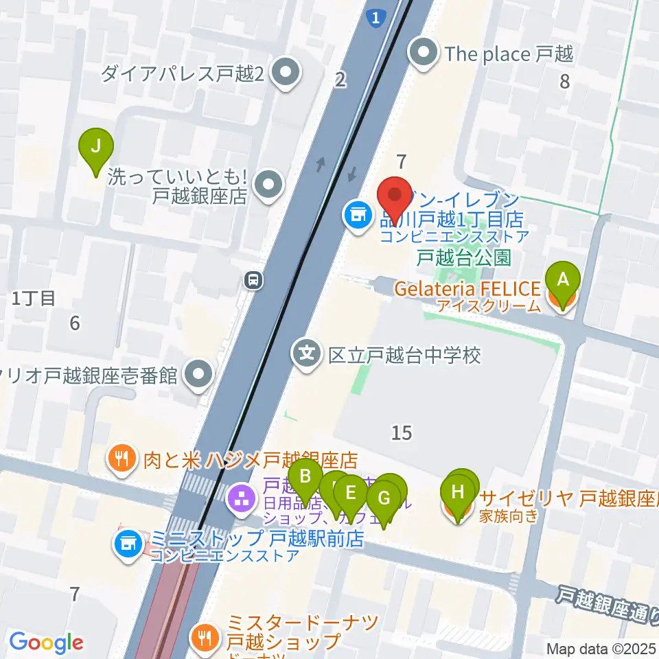 FMしながわ周辺のファミレス・ファーストフード一覧地図