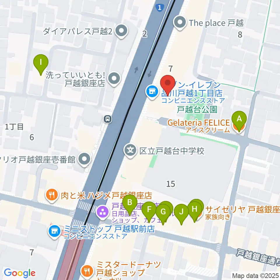 FMしながわ周辺のファミレス・ファーストフード一覧地図