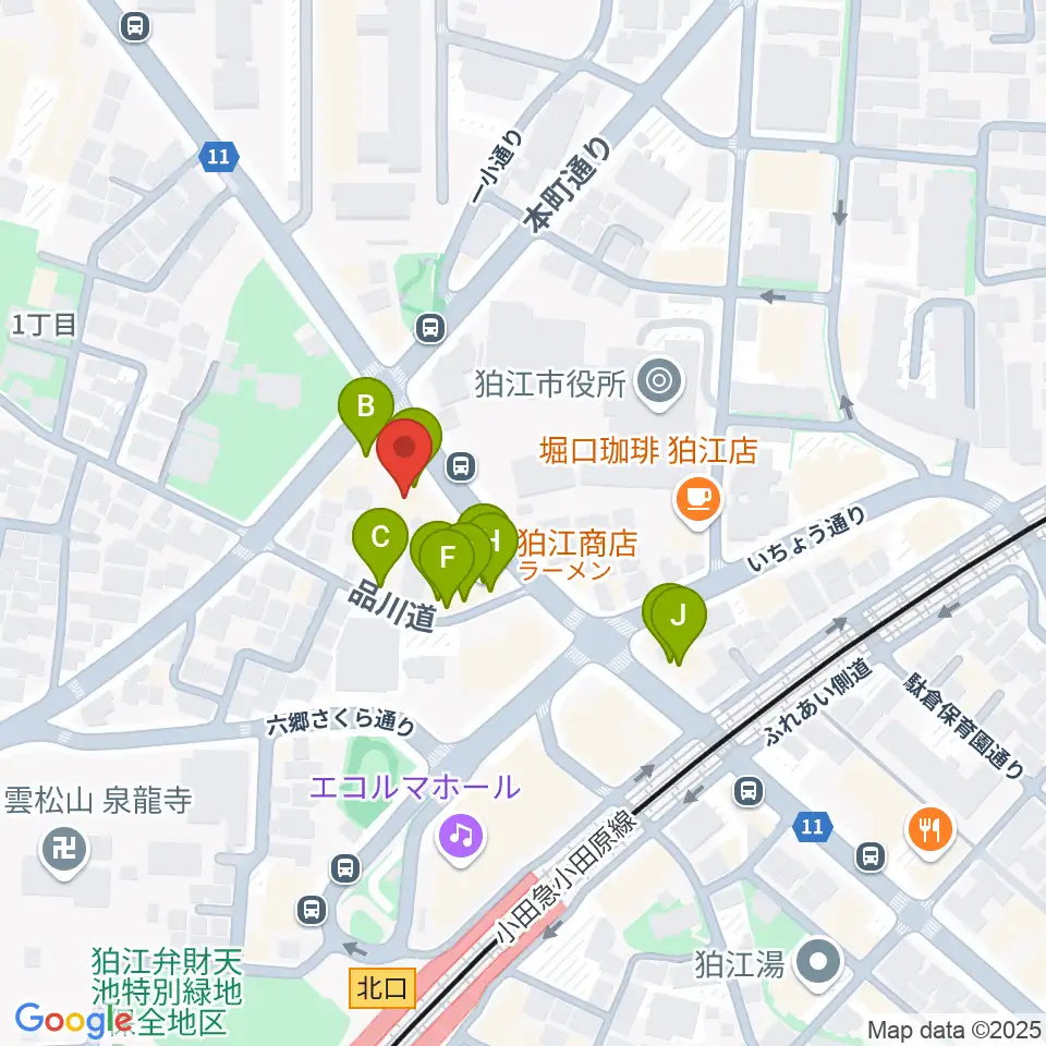 コマラジ 狛江エフエム周辺のファミレス・ファーストフード一覧地図