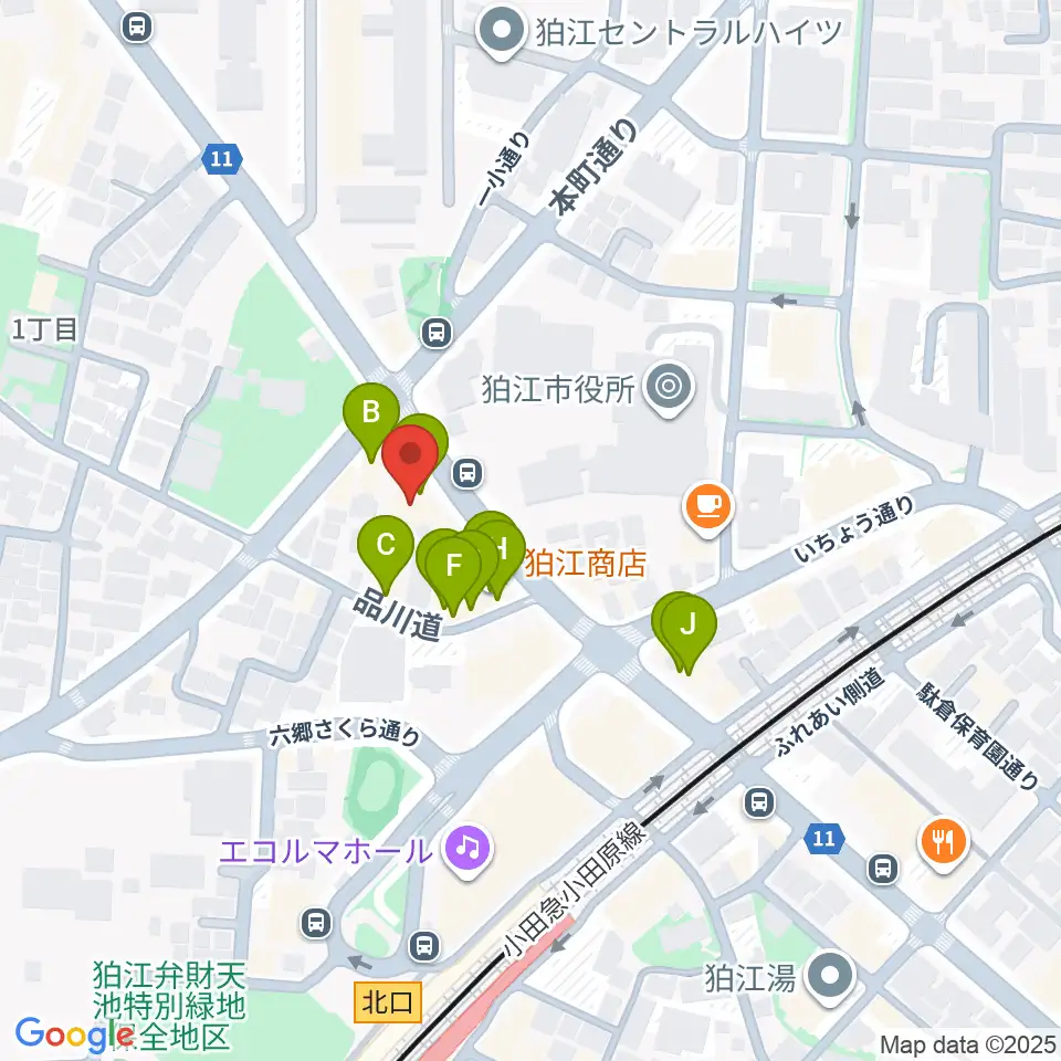 コマラジ 狛江エフエム周辺のファミレス・ファーストフード一覧地図