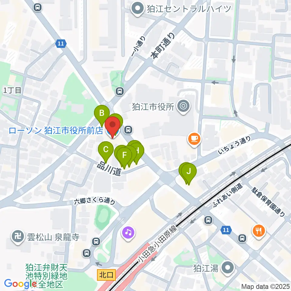 コマラジ 狛江エフエム周辺のファミレス・ファーストフード一覧地図