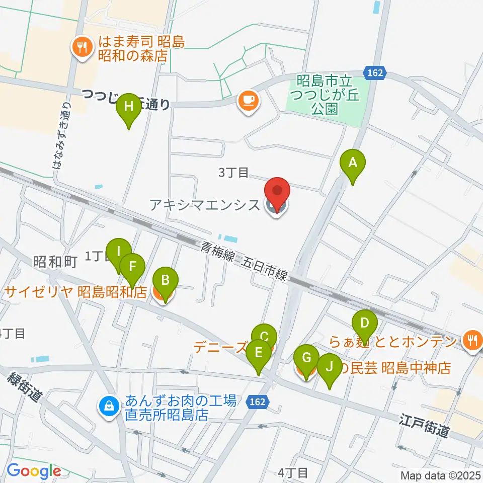 アキシマエンシス周辺のファミレス・ファーストフード一覧地図