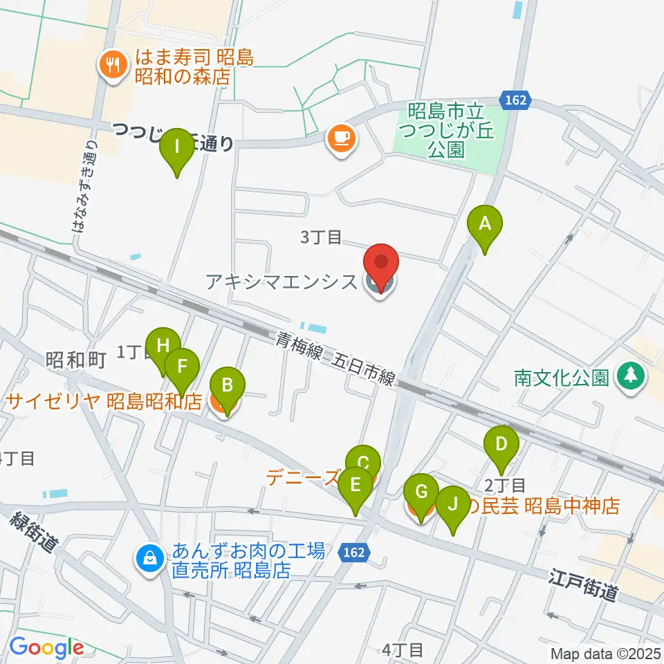 アキシマエンシス周辺のファミレス・ファーストフード一覧地図