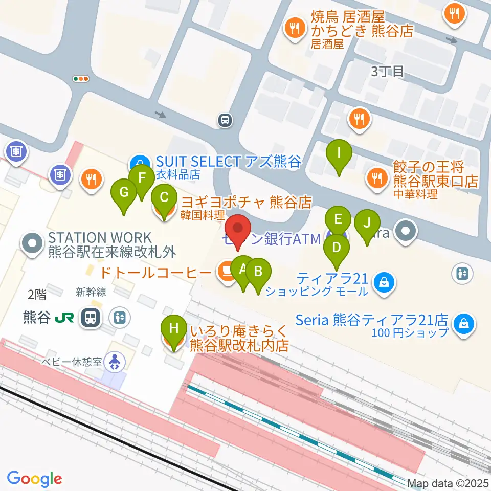 FMクマガヤ周辺のファミレス・ファーストフード一覧地図